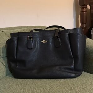 Coach Black Leather Tote Bag 19x12